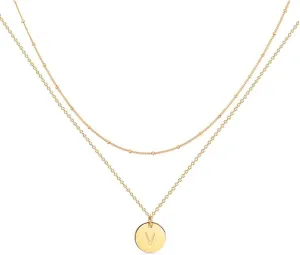 Frodete Dainty Layered Choker Necklace for Woman Initial Pendant Necklace Layering Disc Necklace Multilayer Necklaces