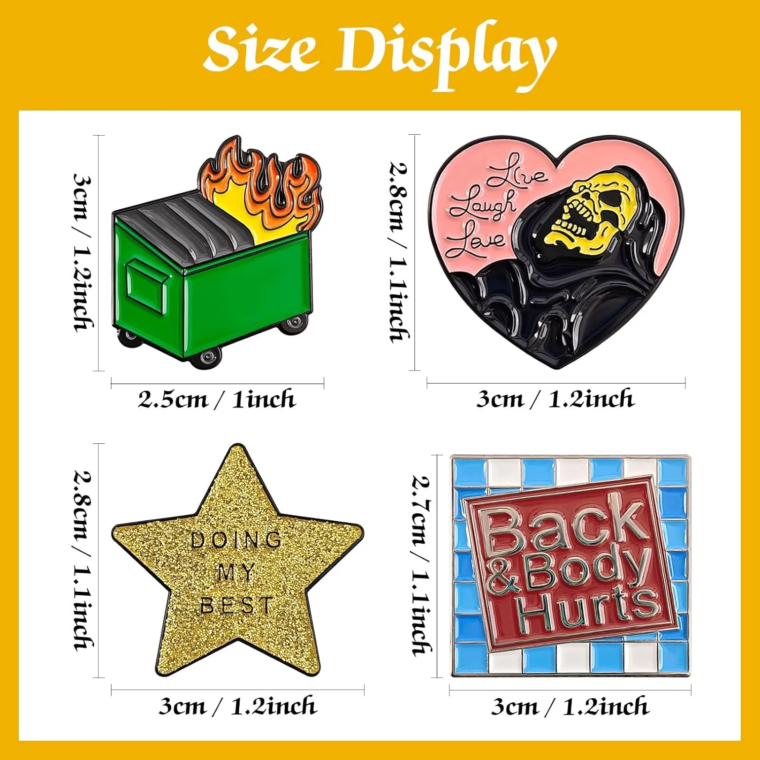 Funny Enamel Pins Pack, Cute Funny Pins for Backpack Jacket Hat Bag Adult Teens Girls Boys