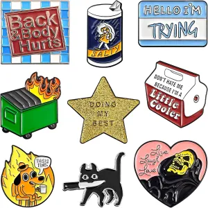 Funny Enamel Pins Pack, Cute Funny Pins for Backpack Jacket Hat Bag Adult Teens Girls Boys