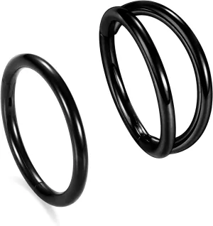 GAGABODY 2 Pcs Nose Rings 20G 18G 16G 14G 12G 10G 8G Surgical Steel Piercing Rings for Nose Septum Cartilage Helix Tragus Conch Rook Daith Lobe from 5mm to 16mm Seamless Hoop Unisex Hinged Earrings