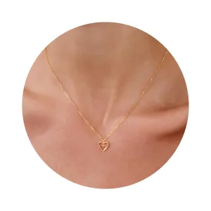 Galis Dainty Necklace for Women - 15.7" Gold Plated Chain with Dainty Hearts Pendant, Trendy and Simple Women's Jewelry, Diamond Solitaire Heart with Lobster Clasp, Minimalist Gift Ideas