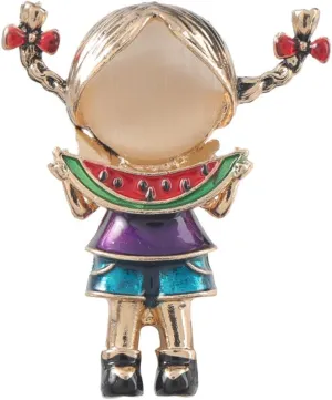 GALPADA Cute Watermelon Brooch Pins for Women Fashion Alloy Brooches Eating Watermelon Design