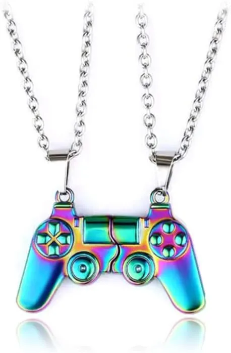 Game Controller Necklaces,Matching Necklace for Couples,Console Handle Pendant for Best Friends Valentine's Him and Her Lovers BFF Friendship Jewelry