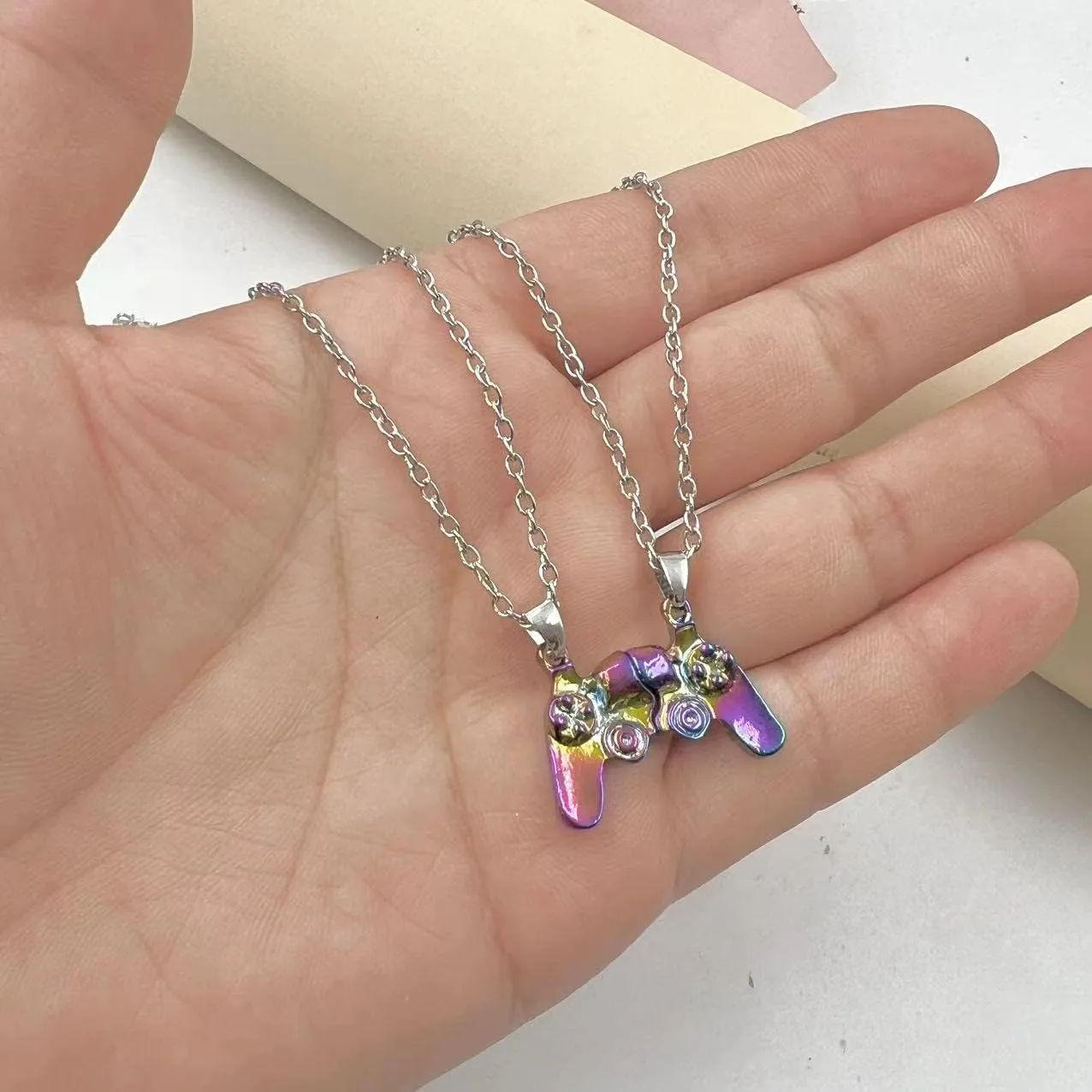 Game Controller Necklaces,Matching Necklace for Couples,Console Handle Pendant for Best Friends Valentine's Him and Her Lovers BFF Friendship Jewelry