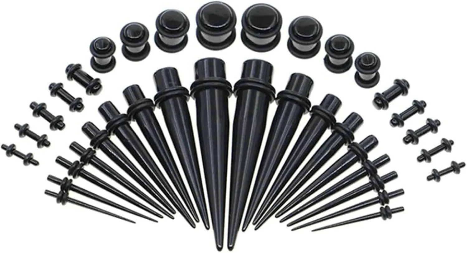 Gauges Ears Plugs Acrylic Ear Gauges Women Men Multicolor Stretching Kit Ear Tunnels, 36PCS, 1.6MM/2MM/2.4MM/3.2MM/4MM/5MM/6MM/8MM/10MM