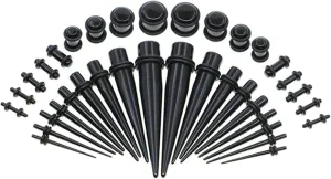 Gauges Ears Plugs Acrylic Ear Gauges Women Men Multicolor Stretching Kit Ear Tunnels, 36PCS, 1.6MM/2MM/2.4MM/3.2MM/4MM/5MM/6MM/8MM/10MM