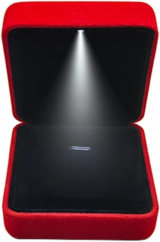 GBYAN Pendant Necklace Box with LED Light, Necklace Gift Box Velvet Jewelry Display Case for Proposal Engagement Wedding and Birthday,Red