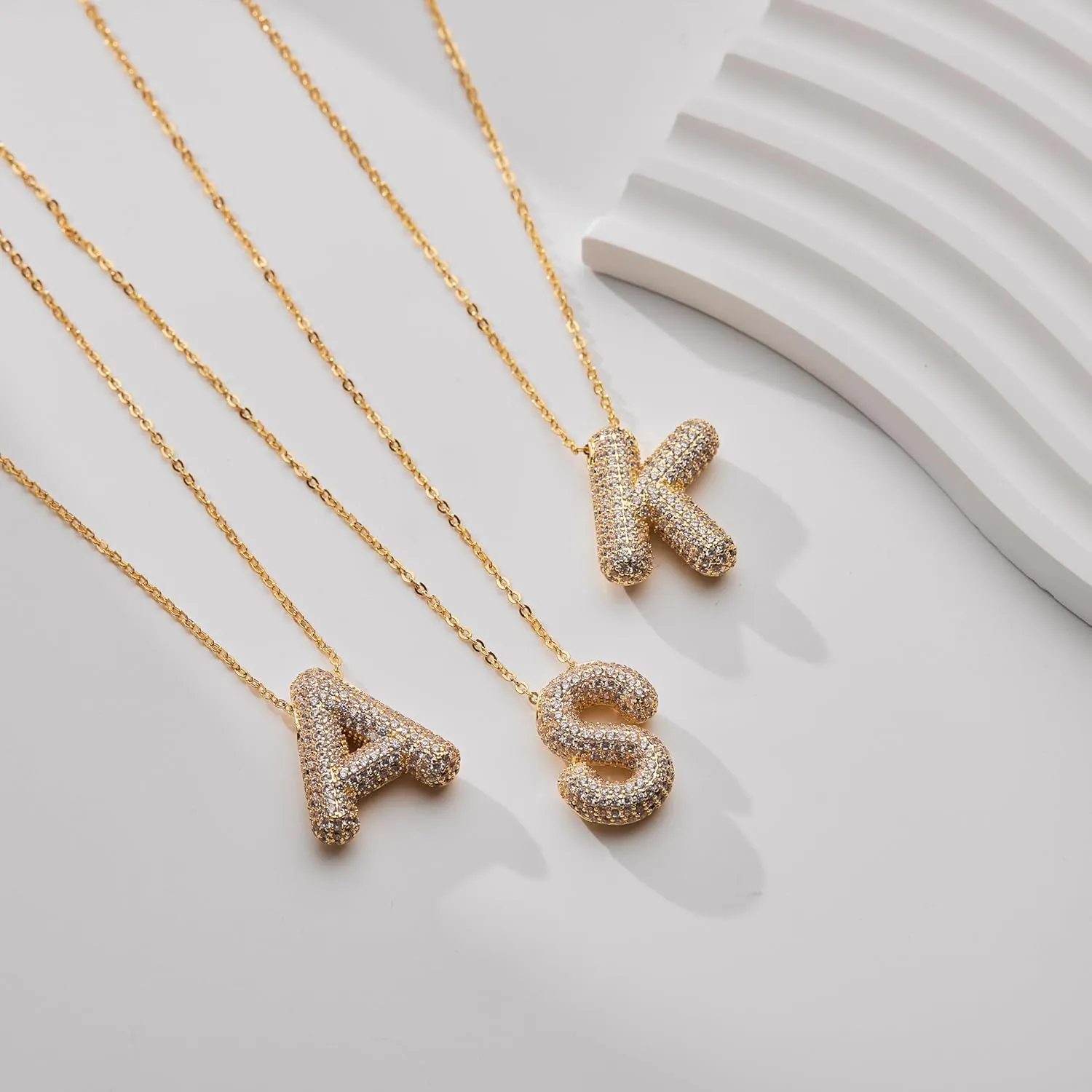 gelbesty Gold Bubble Letter Necklaces for Women,Initial Layered 14K Gold Plated Dainty Balloon Choker Necklace,Trendy Cute Chunky Cubic Zirconia Alphabet 26 A-Z Pendant Jewelry Gifts for Women