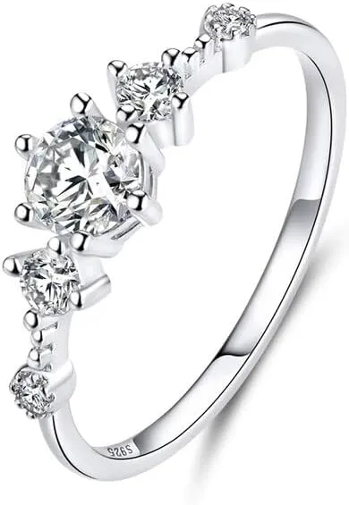 Genuine 925 Sterling Silver Luxury Shine Zircon Ring Heart Finger Rings for Women Wedding Anniversary Fine Jewelry SSS-2512