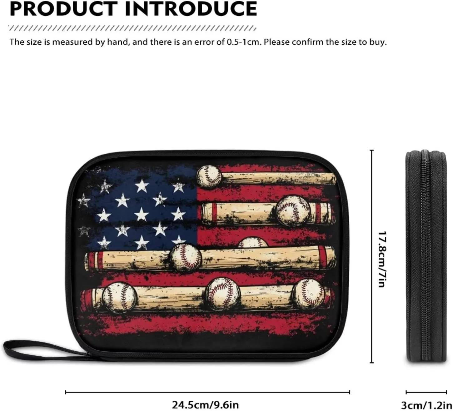 GIFTPUZZ Baseball American Flag Watch Band Holder Stores 12 Watch Bands Fit for The Most Sizes of Watch Straps Polyester Organizer Bags Only