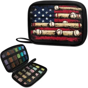 GIFTPUZZ Baseball American Flag Watch Band Holder Stores 12 Watch Bands Fit for The Most Sizes of Watch Straps Polyester Organizer Bags Only