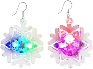 Glow Lights Christmas Tree Dangle Drop Earrings for Women Light Up Snowflake Hook Earrings Hoops Studs Statement Xmas Holiday Cute Christmas Jewelry Gifts