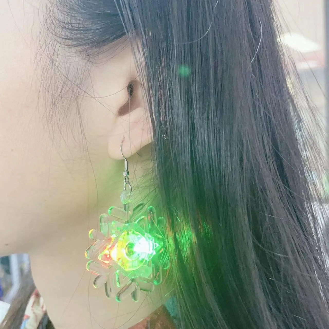 Glow Lights Christmas Tree Dangle Drop Earrings for Women Light Up Snowflake Hook Earrings Hoops Studs Statement Xmas Holiday Cute Christmas Jewelry Gifts