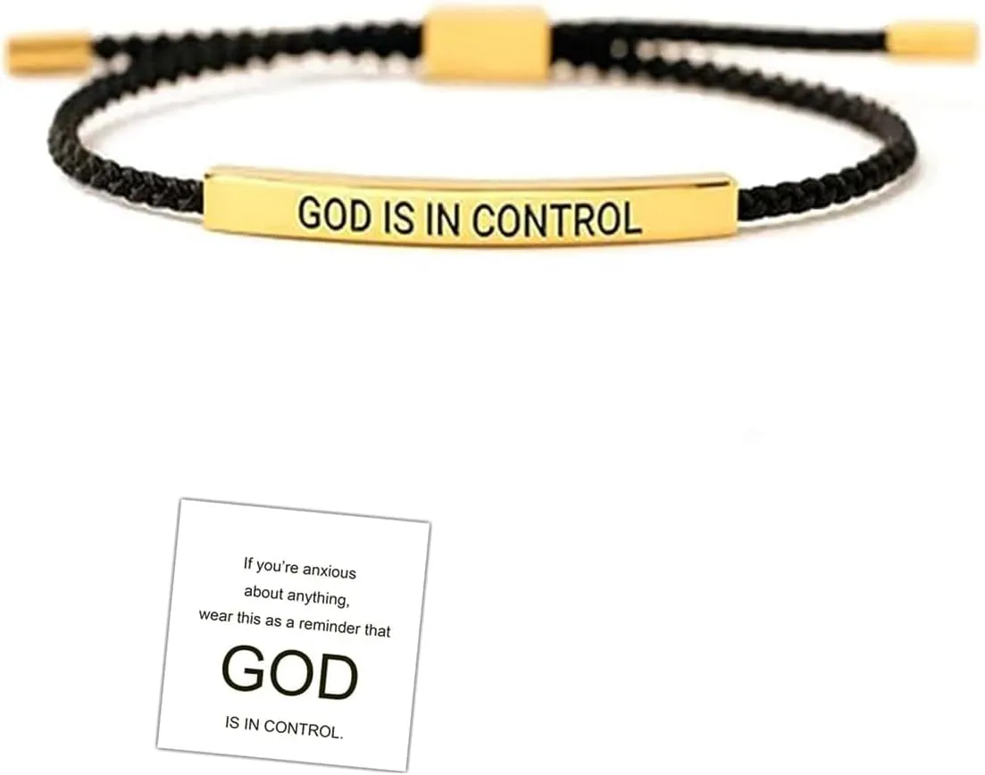 God Is In Control Tube WWJD Bracelets for Women Men, Handmade Braided Adjustable Fashion Inspirational God Bracelets, Stainless Steel Jesus Bracelets Christmas/Birthday Gifts For Teen Girls Boys