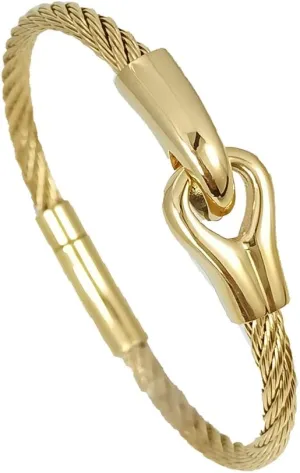 Gold Bracelets for Women Friendship Bracelets 14K Gold Bangles for Women Stainless Steel Cable Buckle Bracelets Best Gifts for Mother's Day Valentine's Day Wedding Couples and Birthdays