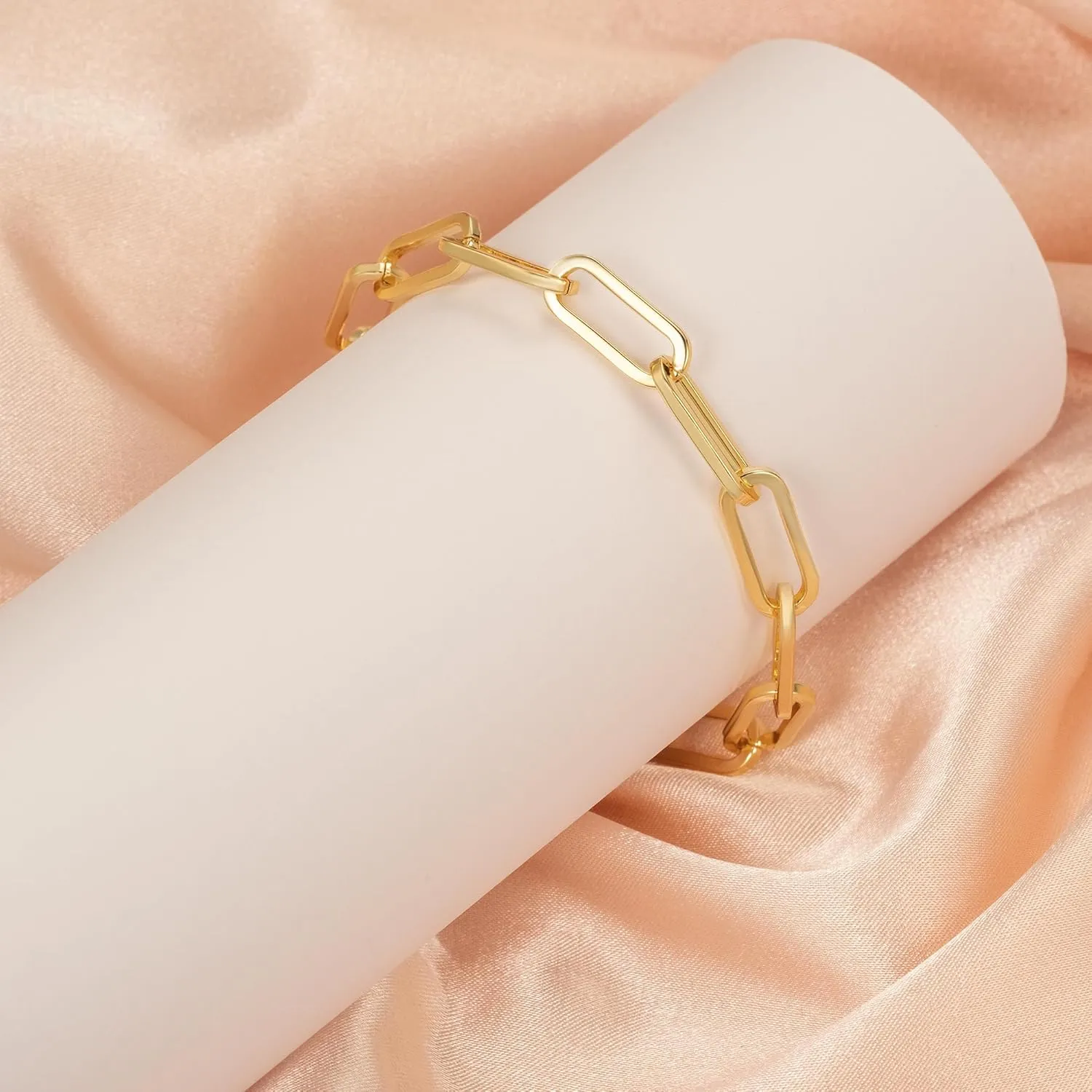 Gold Bracelets for Women Men Bracelet Robust Paperclip Gold Chain Bracelet Layer with Other Jewelry Presents for Women & Men 6.5/7/7.5/8/9