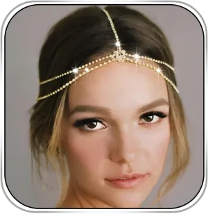 Gold Crystal Head Chain Jewelry Wedding Rhinestone Headpiece Women Headband Charming Hair Accessories