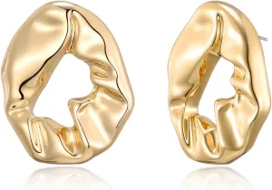Gold Drop Earrings Geometric Hoop Earrings for Women Statement textured Dangle Earrings for Women Vintage Jewelry