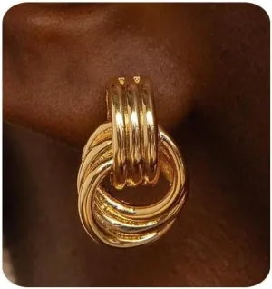 Gold Earrings for Women Trendy,14K Gold Stud Earrings Dainty Earrings Simple Minimalist Huggie Earrings Gold Hoop Earrings Hypoallergenic Earring for Women Gifts