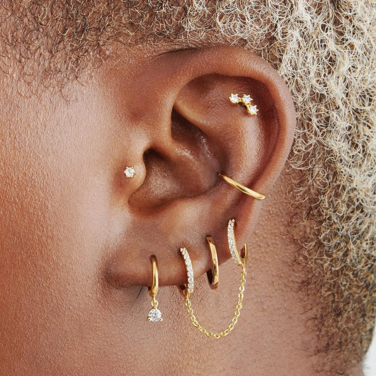 Gold Earrings Set for Women, 14K Gold Plated Stud and Cartilage Earring Sets for Multiple Piercing, Hypoallergenic Stackable Small Gold Huggie Hoop Earrings for Women Jewelry