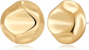 Gold Geometric Stud Earrings Chunky Statement Earrings for Women Irregular Crumpled Square Half-ball Triangle Heart Stud Earrings Jewelry Gifts