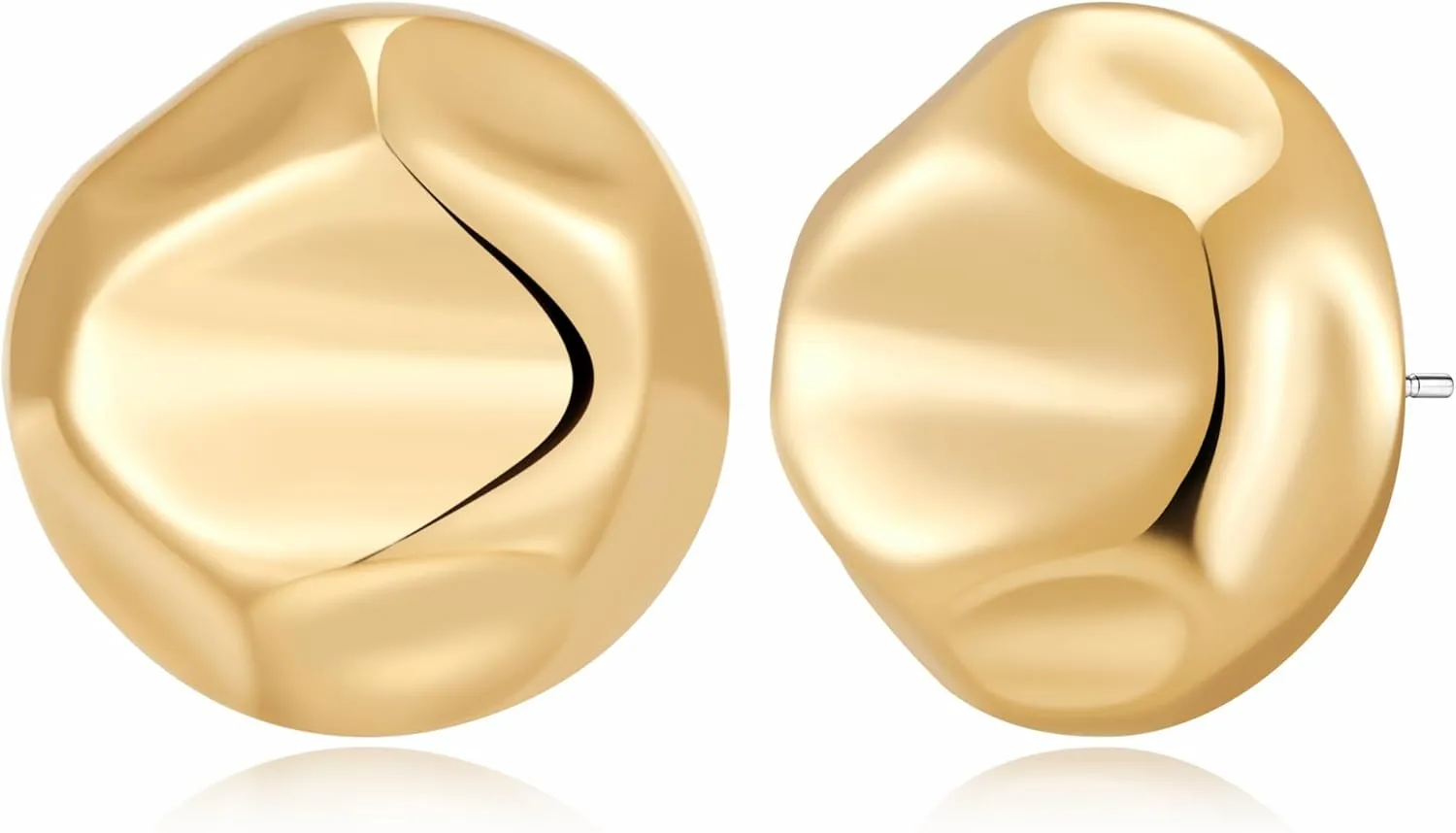 Gold Geometric Stud Earrings Chunky Statement Earrings for Women Irregular Crumpled Square Half-ball Triangle Heart Stud Earrings Jewelry Gifts
