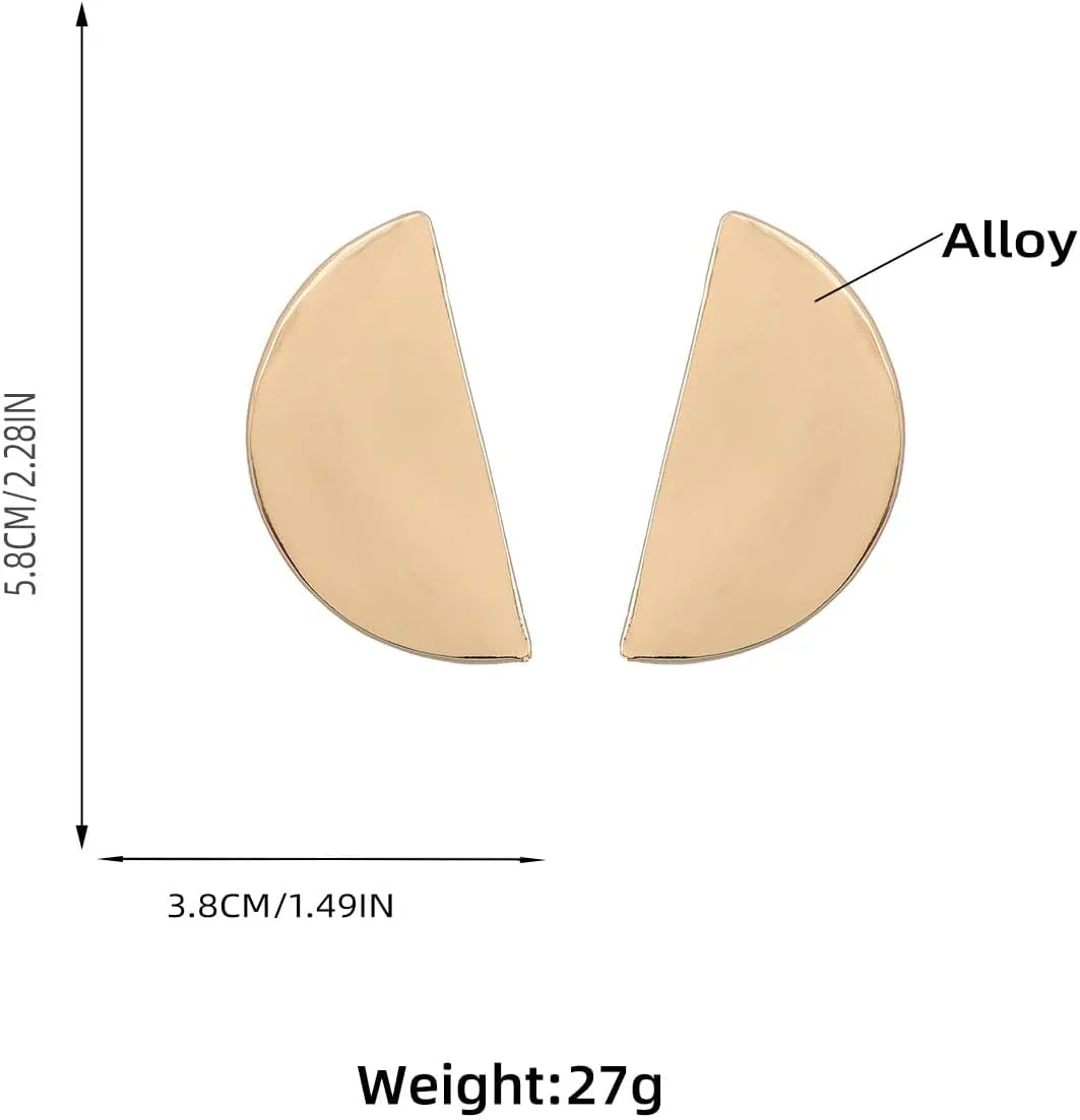 Gold Half-Round Dangle Earrings for Women Large Geometry Statement Drop Earrings Fashion Punk Silver Stud Earrings Jewelry Accessories