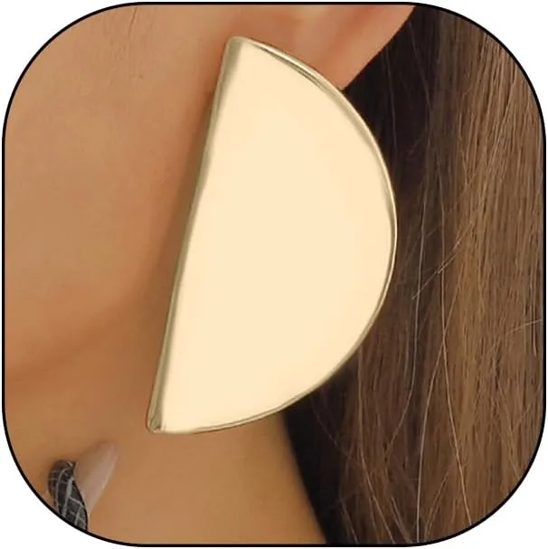 Gold Half-Round Dangle Earrings for Women Large Geometry Statement Drop Earrings Fashion Punk Silver Stud Earrings Jewelry Accessories