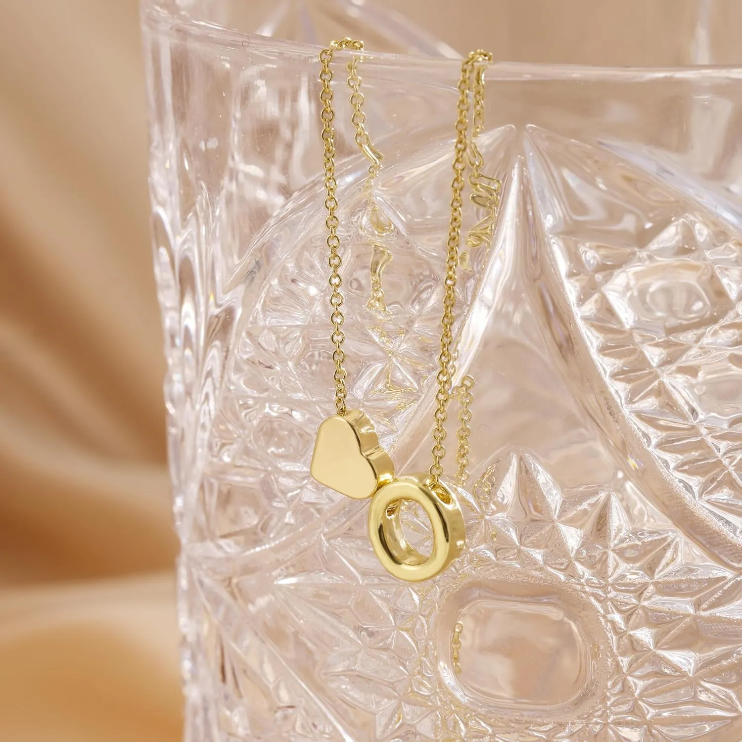 Gold Heart Initial Necklace for Women, 18K Real Gold Plated Heart Initial A-Z Necklace Dainty Heart Necklaces Tiny Gold Initial Necklaces Birthday Gifts for Women Jewelry