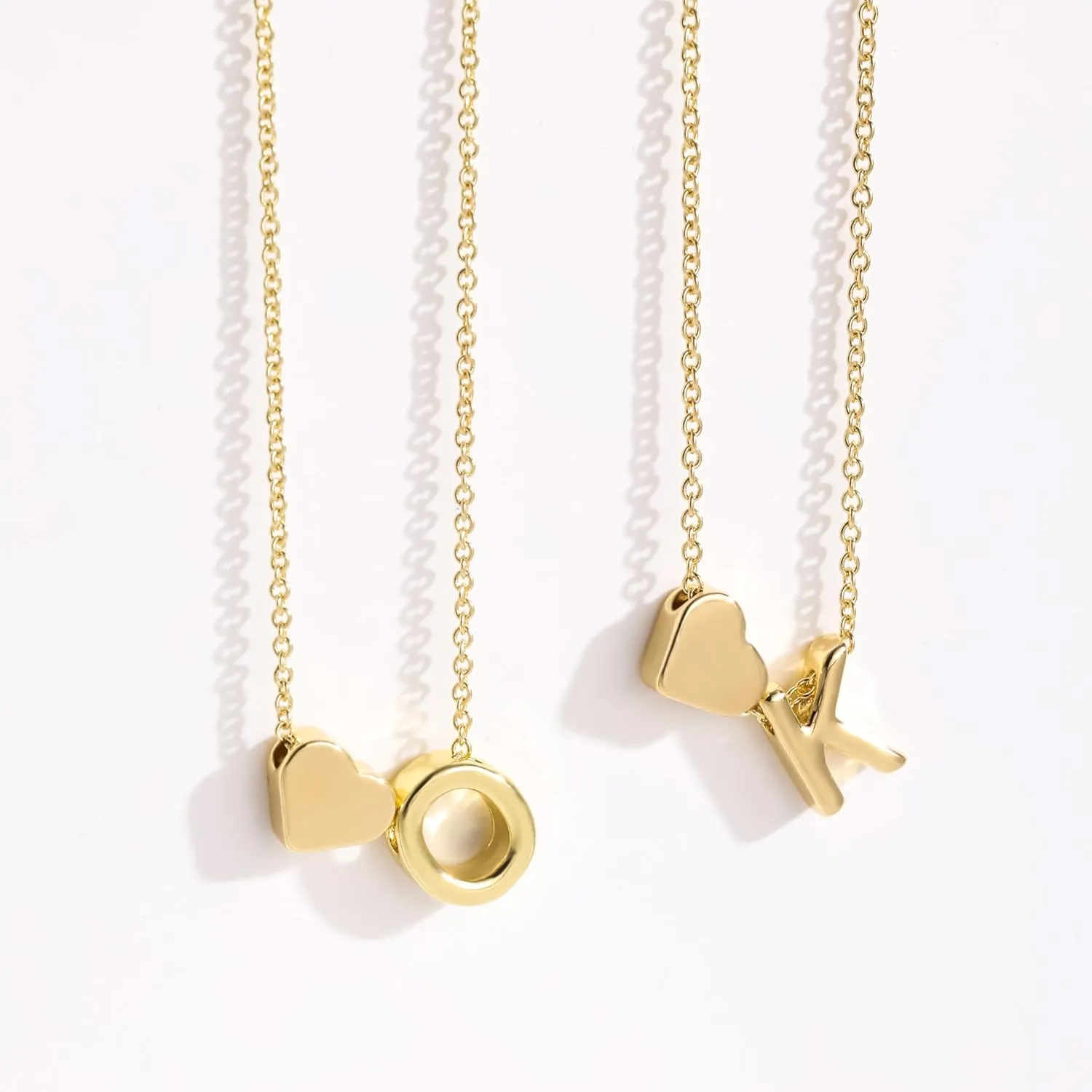 Gold Heart Initial Necklace for Women, 18K Real Gold Plated Heart Initial A-Z Necklace Dainty Heart Necklaces Tiny Gold Initial Necklaces Birthday Gifts for Women Jewelry