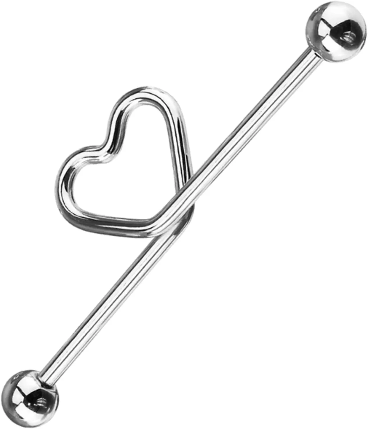Gold Heart-Shaped Industrial Piercing  Daith, Scaffold, Cartilage Body Jewelry