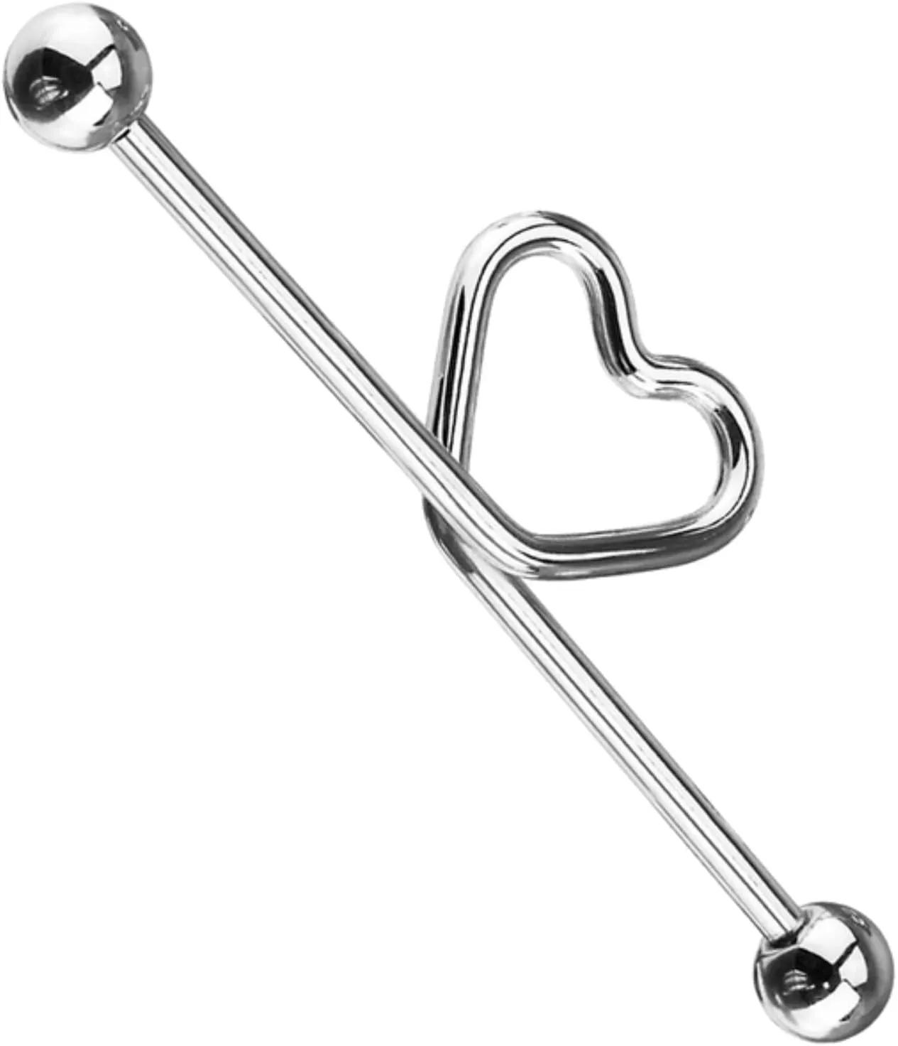 Gold Heart-Shaped Industrial Piercing  Daith, Scaffold, Cartilage Body Jewelry