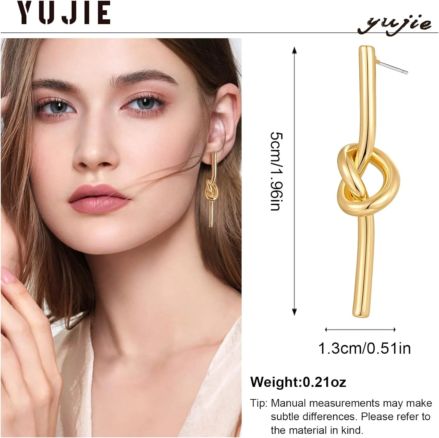 Gold Hoop Earrings for Women 18K Gold Plated Knot Hoop Earrings Statement Lightweight Thick Trendy Small Gold Open Hoops Fashion Jewelry