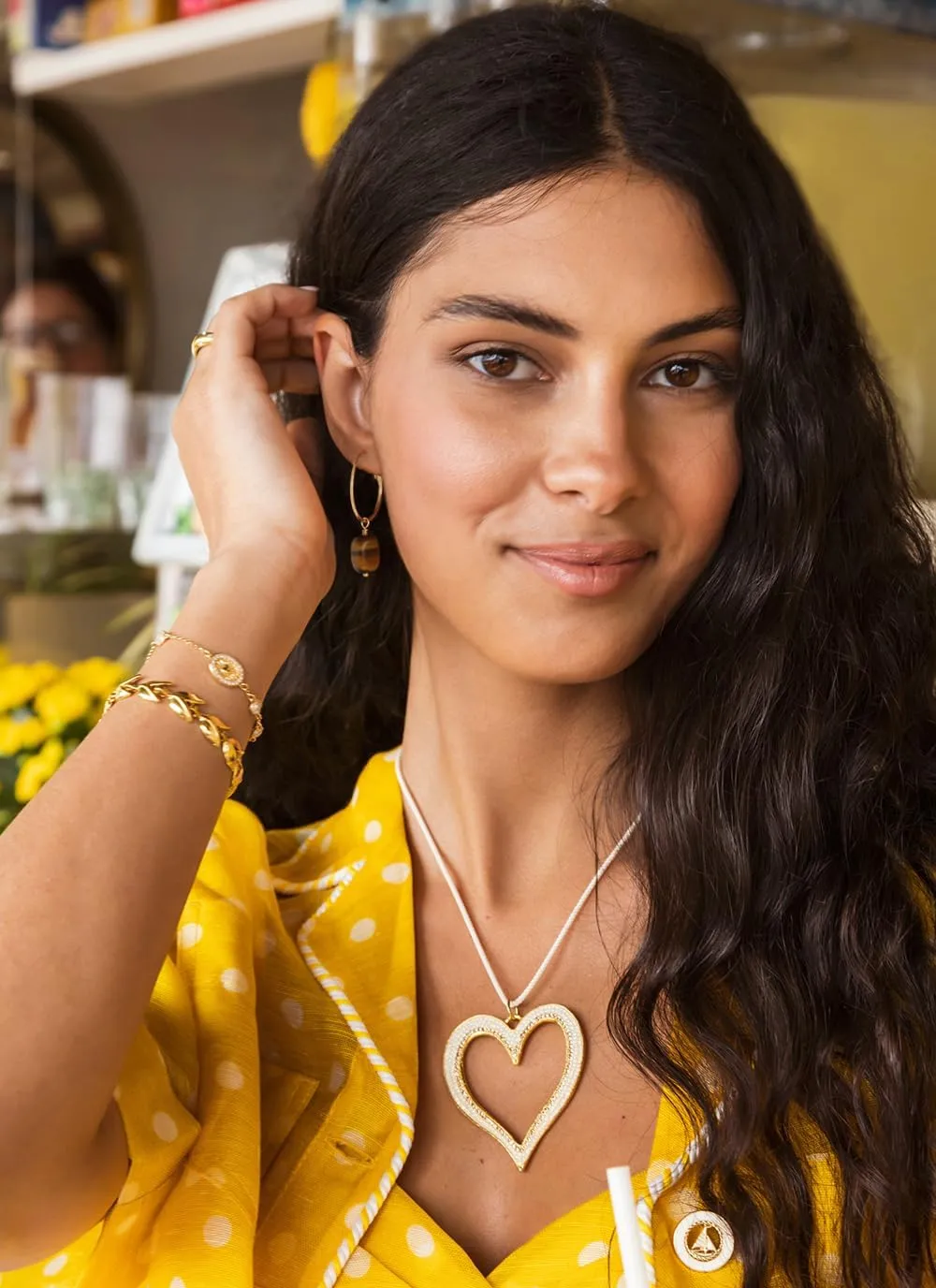 Gold Huggie Hoop Drop Dangle Earrings Turquoise Beads Gemstone Earrings Boho Handmade Lightweight Jewelry for Women