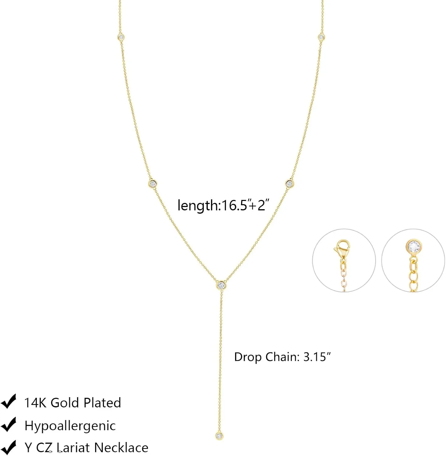 Gold Necklace for Women Trendy Lariat Y Necklace Dainty 14k Gold Plated/Silver Long Necklaces for Women Layered Beaded Drop Necklaces Simple Y-Shaped Chain Jewelry Gifts