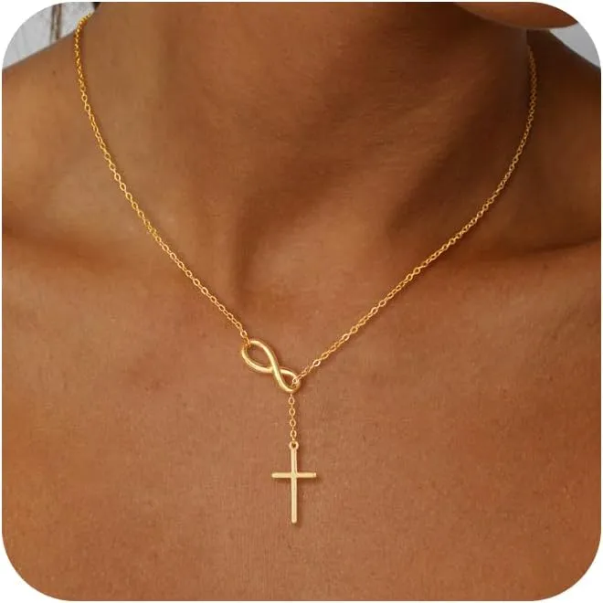 Gold Necklaces for Women, Dainty Layered 14k Gold Plated/Silver Cuban Chain Necklaces for Women Trendy Non Tarnish Simple Pendent Chocker Necklace Fashion Jewelry for Women