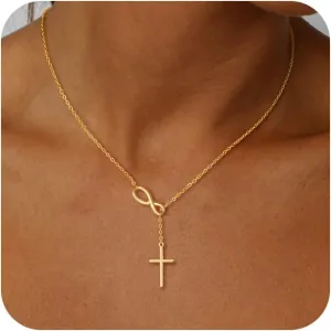 Gold Necklaces for Women, Dainty Layered 14k Gold Plated/Silver Cuban Chain Necklaces for Women Trendy Non Tarnish Simple Pendent Chocker Necklace Fashion Jewelry for Women
