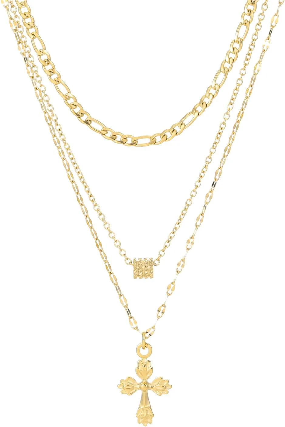 Gold Necklaces for Women Fashion Jewelry Cute Pendant Layered Necklaces Plated 14k Gold Chain Stainless Steel Necklace for Women Love Chain Heart Personalized Jewelry Set