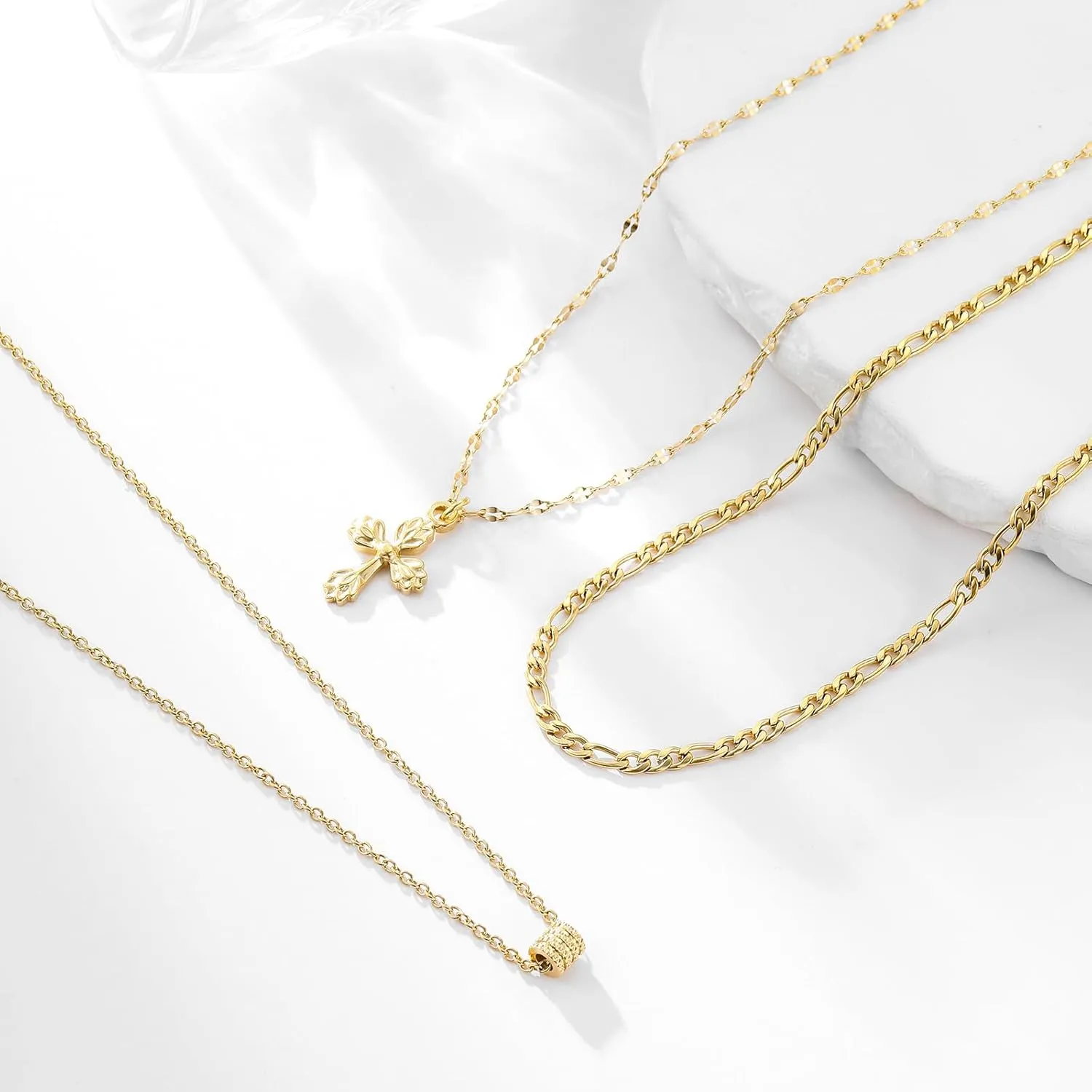 Gold Necklaces for Women Fashion Jewelry Cute Pendant Layered Necklaces Plated 14k Gold Chain Stainless Steel Necklace for Women Love Chain Heart Personalized Jewelry Set