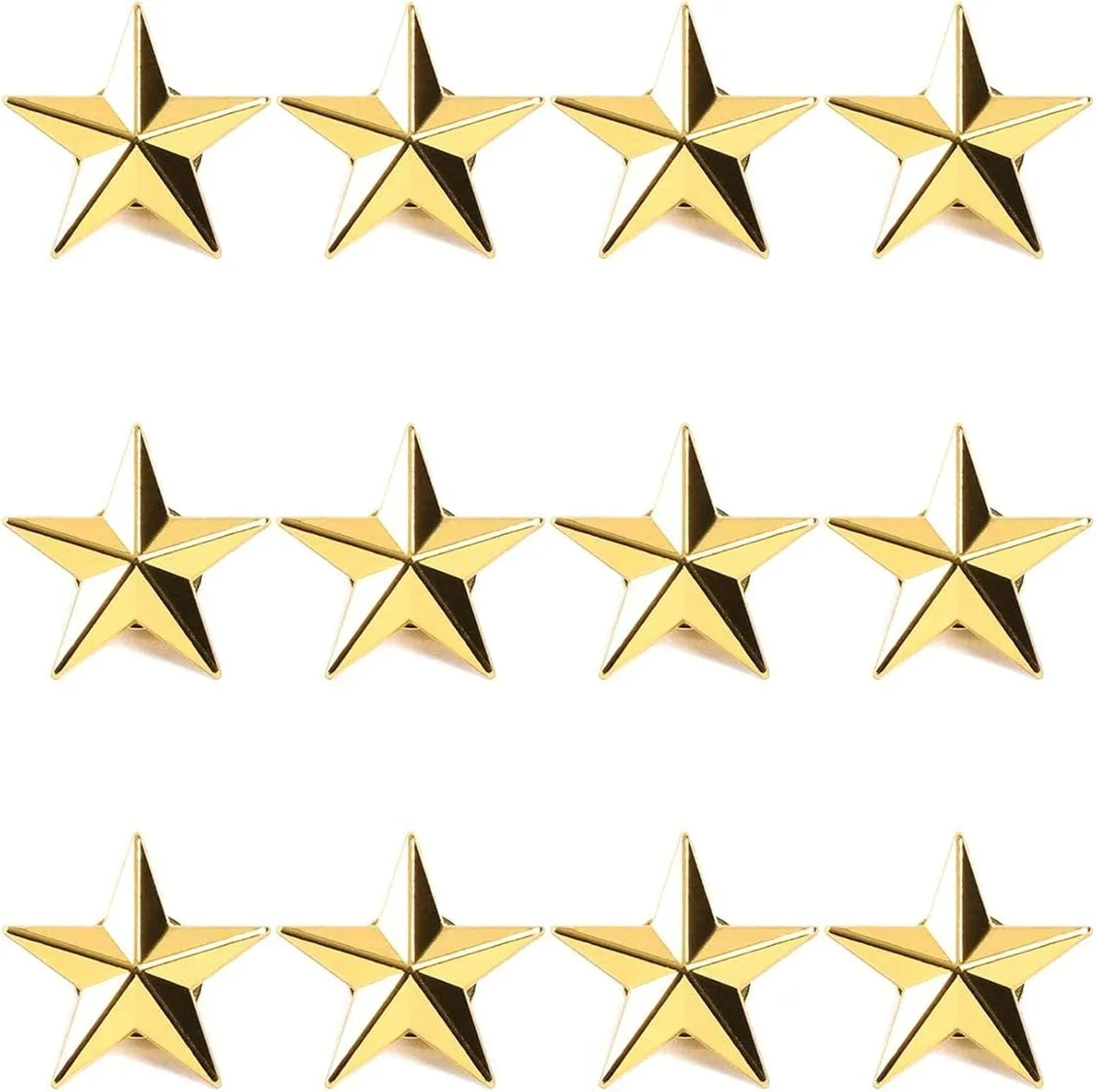 Gold Point Star Lapel Pins, Enamel Pin Set (1 In, 12 Pack)
