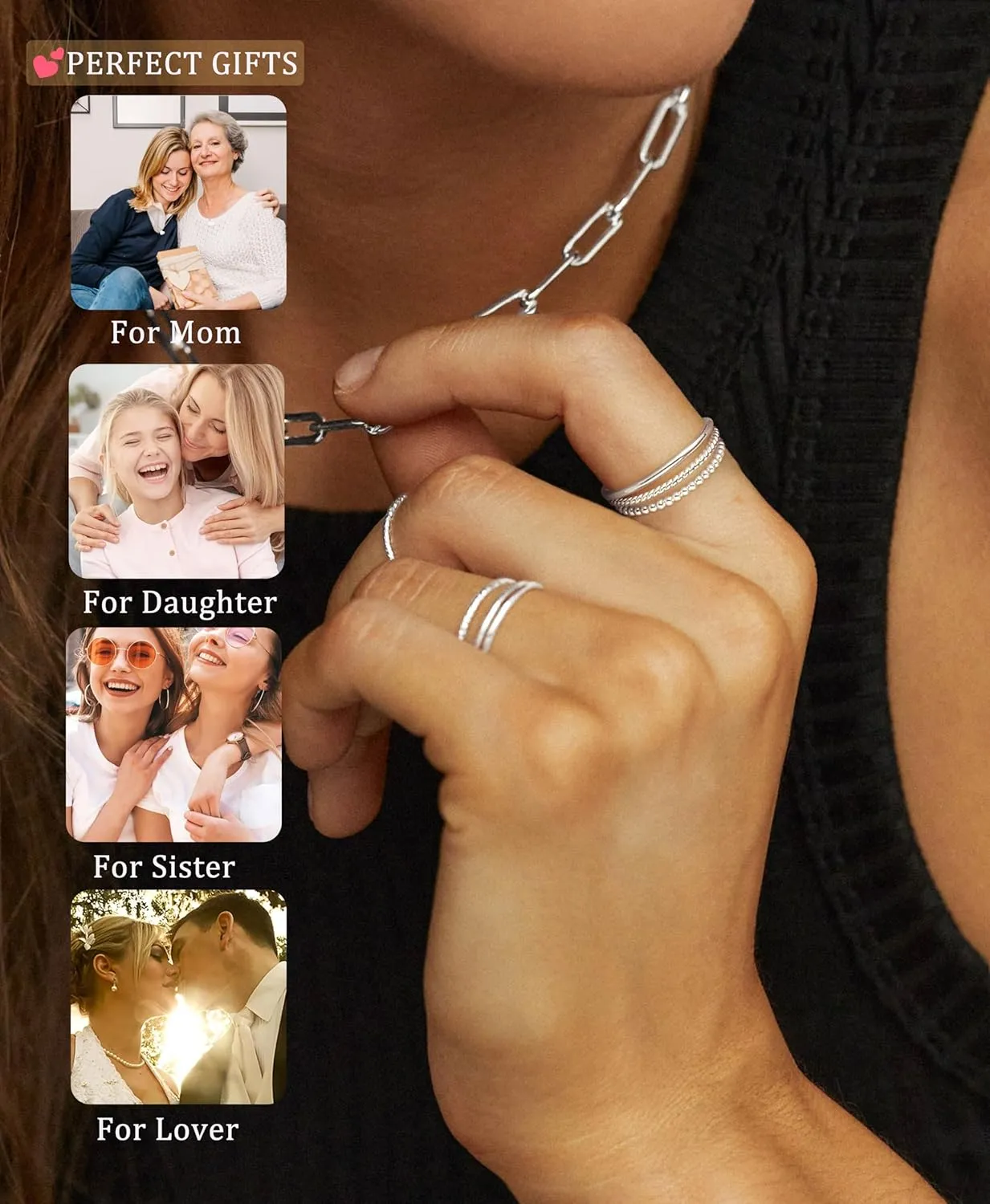 Gold Silver Rings for Women Non Tarnish Stackable 1.3mm Thin Gold Ring 14K Gold Plated Dainty Ring Set Trendy Thumb Pinky Ring Wedding Bands Promise Engagement Gold Jewelry Gifts Size 6-11