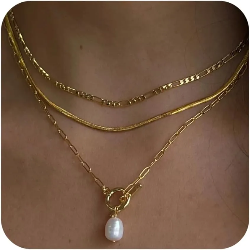 Gold/Silver Layered Necklaces for Women,Dainty 14k Gold Plated Stackable Choker Necklaces for Women,Trendy Layering Coin Chain Pendant Jewelry Set Gifts