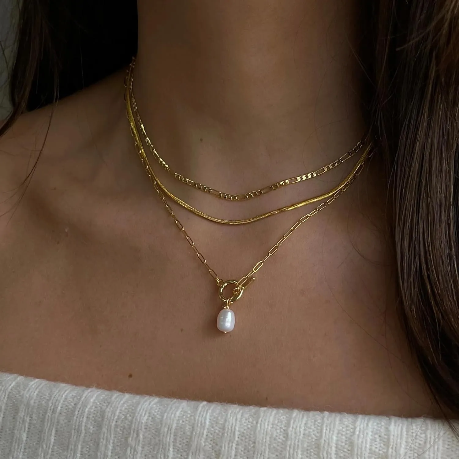 Gold/Silver Layered Necklaces for Women,Dainty 14k Gold Plated Stackable Choker Necklaces for Women,Trendy Layering Coin Chain Pendant Jewelry Set Gifts