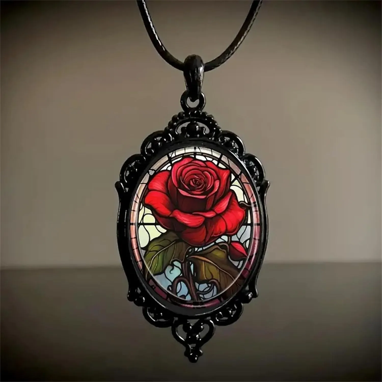 Gothic Necklace for Men Women,Raven Cross Glass Necklaces Bat Pendant Necklace Vintage Gothic Rope Chain Crow Bat Choker Victorian Cemetery Guest Necklaces Halloween Christmas Birthday Jewelry