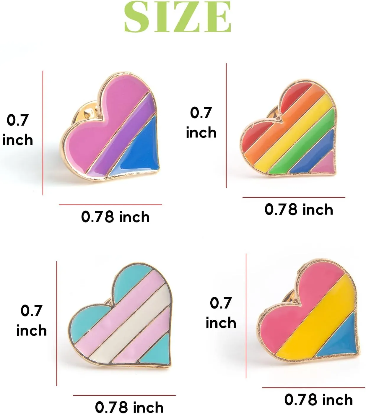 GTOTd Pride Pin LGBTQ Enamel Pins4 PackBadge Rainbow Heart Cute Pins Merchandise Gifts Party Supplies Alloy Pins for Clothes Bag Jacket Backpack Decoration