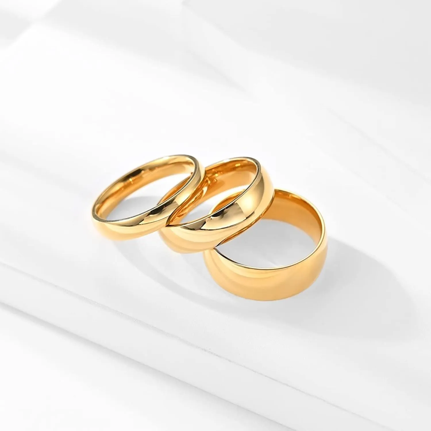 Gualiy 1Pcs Stainless Steel Wedding Bands, Promise Band Rings High Polished Comfort Fit Bands Ring 4MM/6MM/8MM Size 5-13