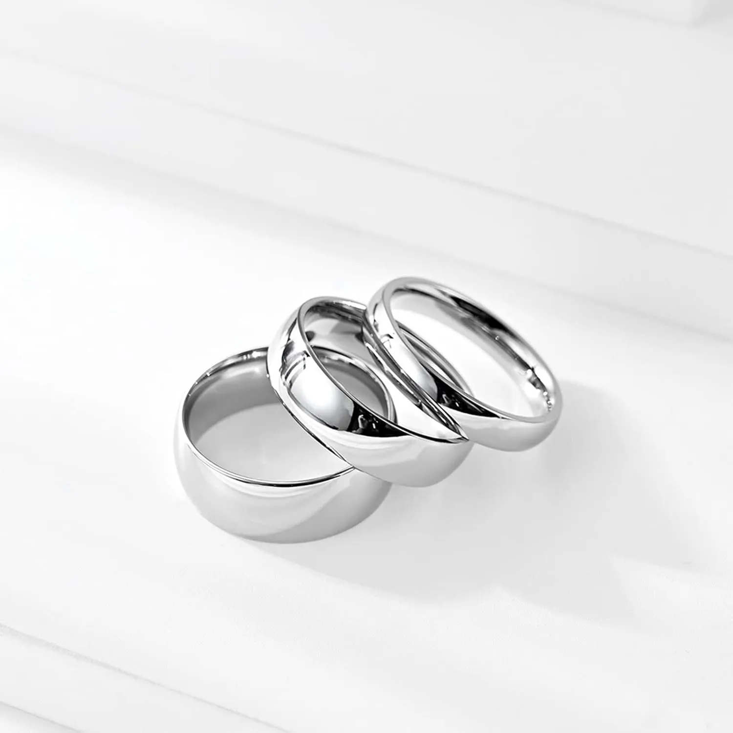 Gualiy 1Pcs Stainless Steel Wedding Bands, Promise Band Rings High Polished Comfort Fit Bands Ring 4MM/6MM/8MM Size 5-13