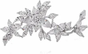 GULICX Silver Tone Zircon Flower Blossom Diamante Brooch Badge Pin Classic Design for Women
