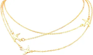 Gzrlyf Three Little Birds Necklace Multilayer Choker Necklaces for Women