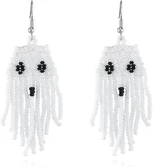 Halloween Earrings Beaded Earrings for Women, Spooky Ghost Pumpkin Drop Dangle Earrings, Handmade Bead Earrings Halloween Party Costume Jewelry